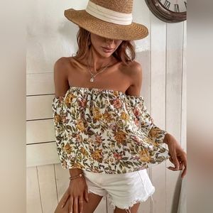 Floral Print off the shoulder blouse